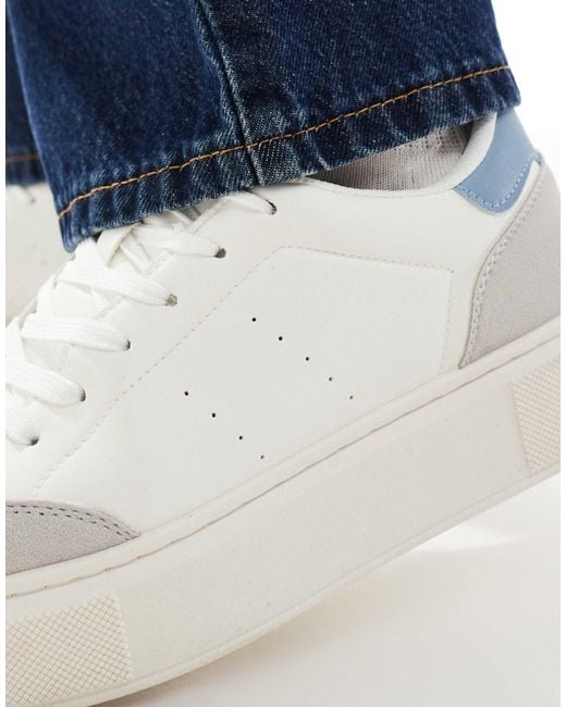 Jack & Jones White Suede Mix Trainer for men