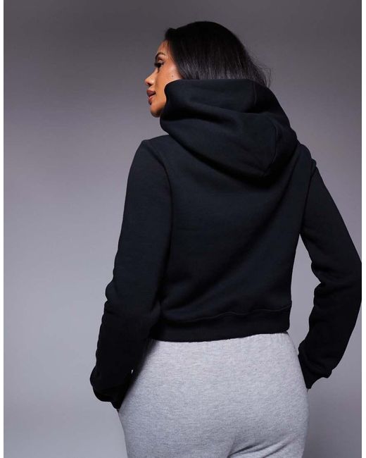 Nike Blue Embroidered Logo Cropped Hoodie