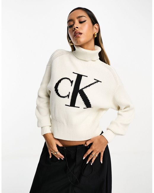 Calvin Klein White Blown Up Loose Sweater