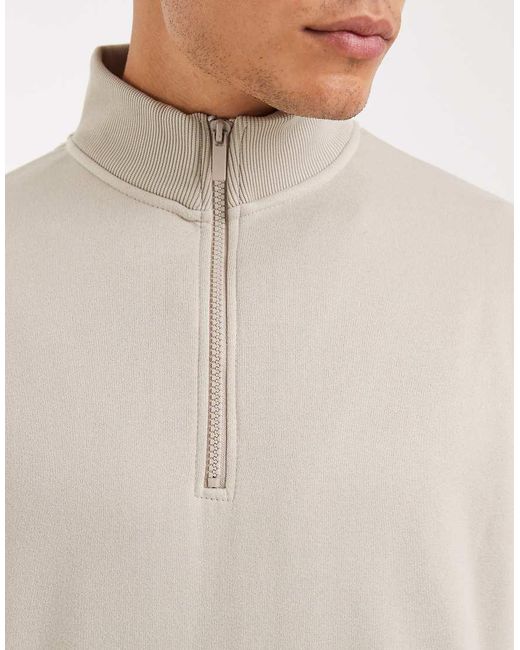 Brave Soul Natural Quarter-zip Funnel Neck Sweatshirt for men