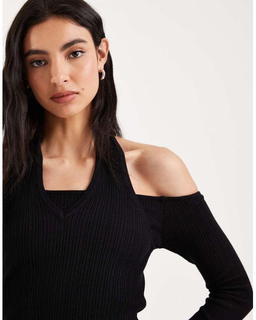 Mango Black Teen Cut Out Long Sleeve Top