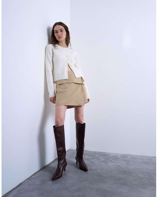 TOPSHOP White Wrap Tailored Mini Skirt