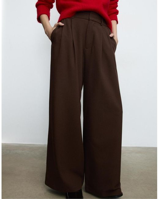 Stradivarius Brown Super Wide-leg Adjustable Trousers