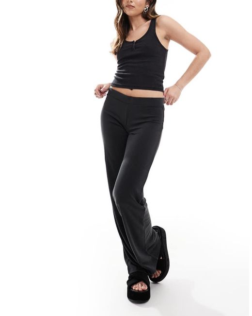 Monki Black Wide Leg Trousers