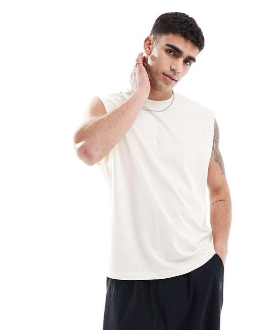 Top Senza Maniche Oversize Color Panna di ASOS in White da Uomo