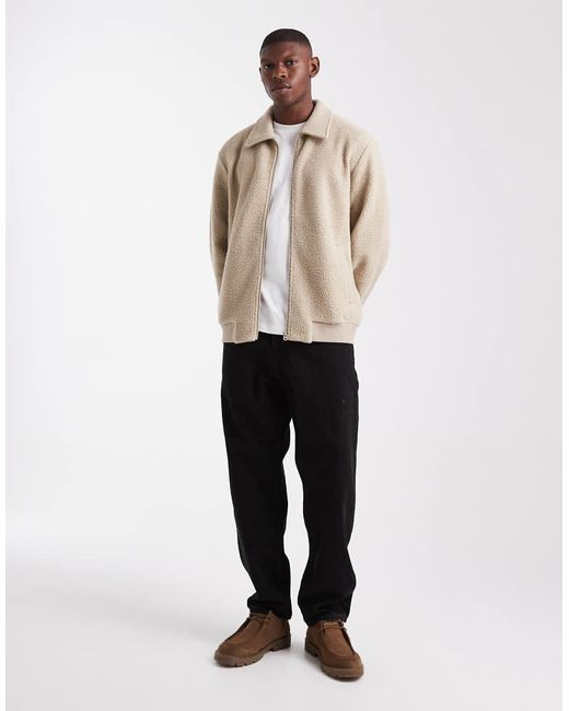 Jack & Jones Natural Fleece Jacket With Zip for men