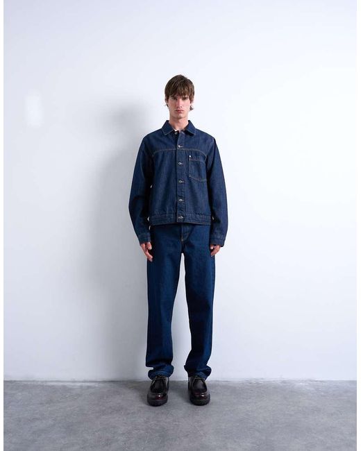 Giacca Di Jeans Comoda Grezza di Topman in Blue da Uomo