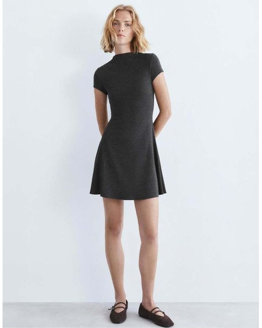 Pull&Bear Black Mock Neck Short Dress