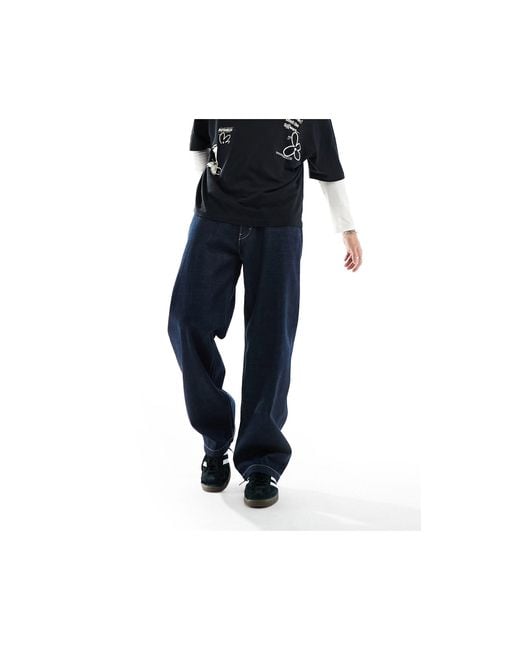 Weekday Black Sphere Low Waist Relaxed Fit Straight Leg Jeans for men