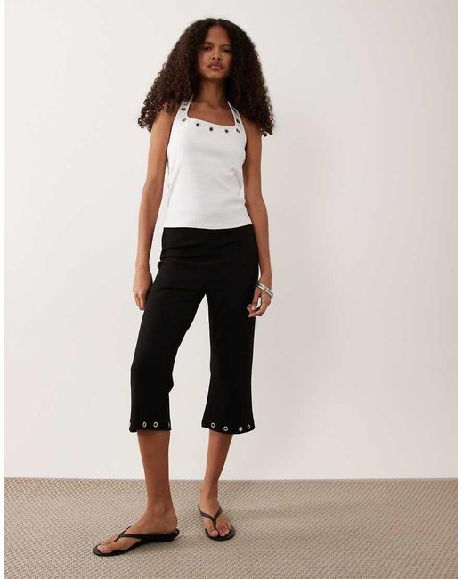 ASOS Natural Flared legging Capri Trouser With Eyelet Detail