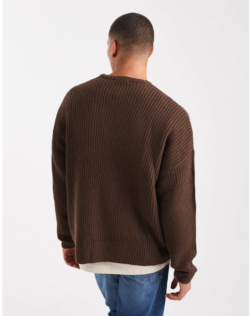 Only & Sons – oversize-strickpullover in Brown für Herren