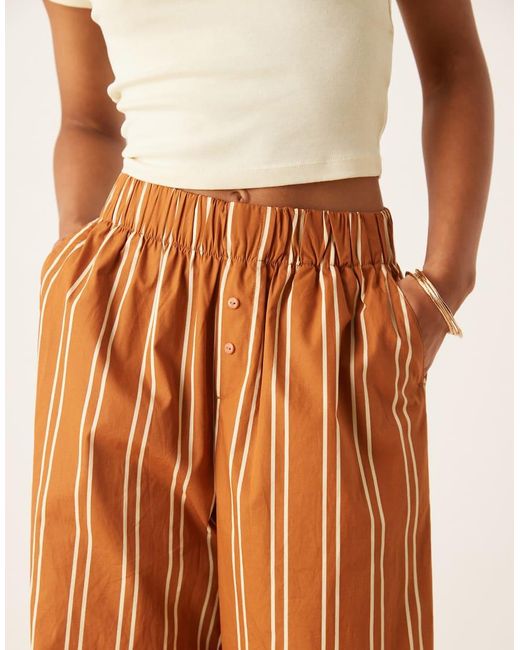 Aware Orange Boxer Style Wide Leg Poplin Trousers