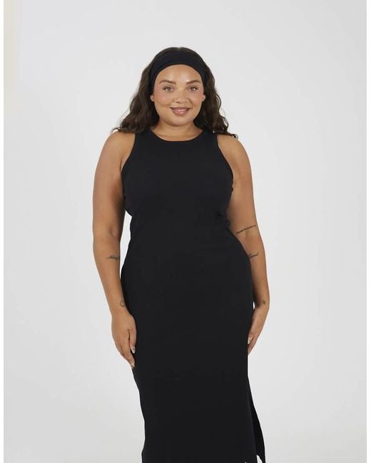 Brave Soul Black Curve Crew Neck Bodycon Midi Dress