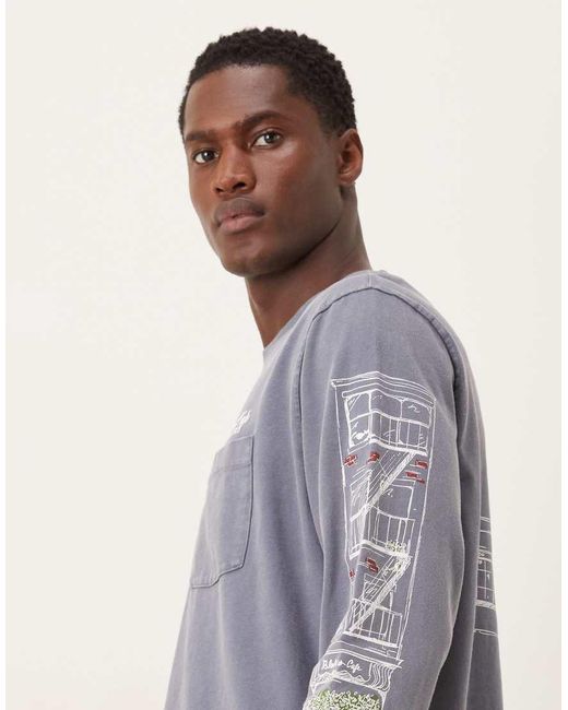 Abercrombie & Fitch Gray Coffee Graphic Long Sleeve T-shirt for men