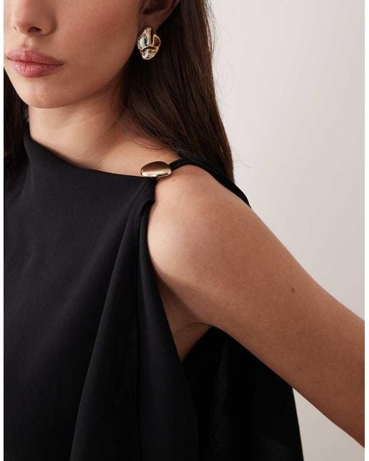 Mango Blue Asymmetric Sleeveless Top With Hardware Detail