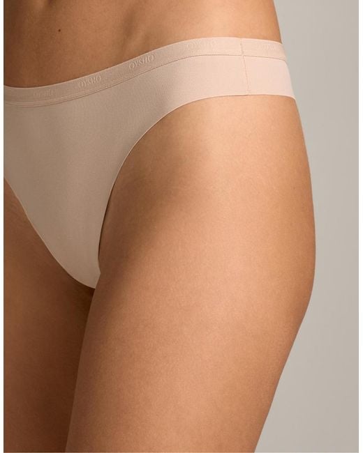 Oysho Natural 3 Polyamide Blend Logo Thongs