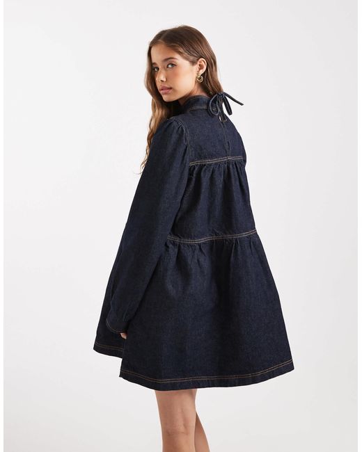 Miss Selfridge Blue Denim Tiered Dress