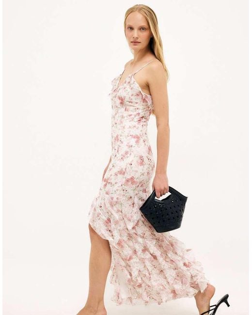NA-KD Pink Frill Lace Maxi Dress