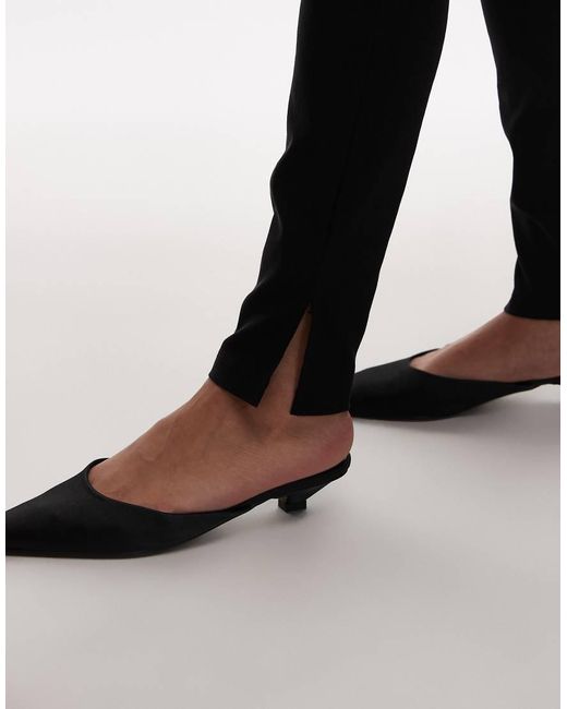 ASOS Black Bengaline Cigarette Trouser With Side Split Detail
