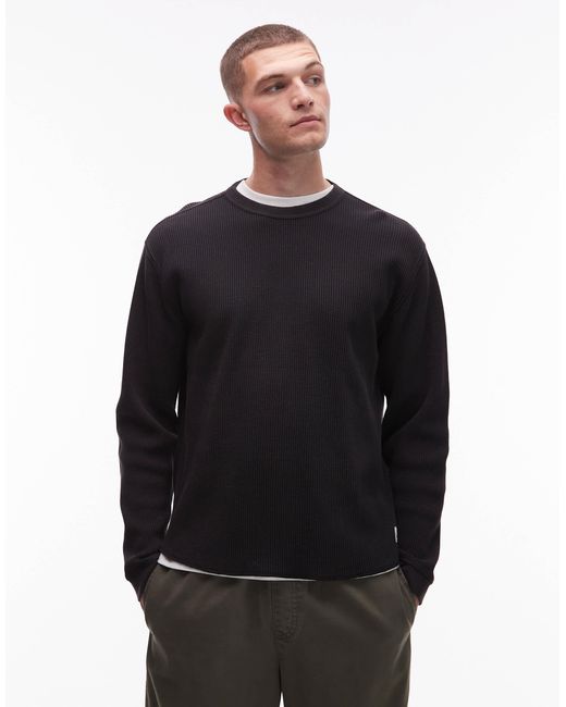 Levi's – langärmliges thermo-shirt mit waffelmuster in Black für Herren