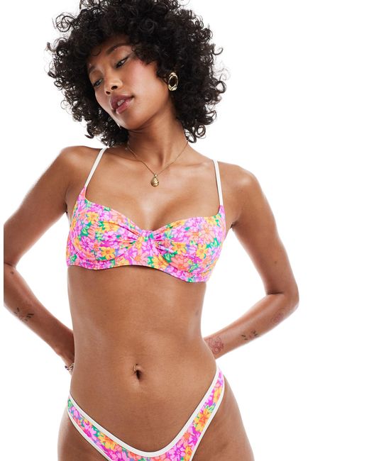 Frankie's Bikinis Pink Premium Dean Bikini Top