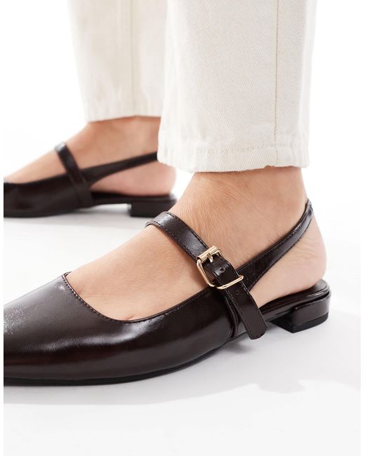 London Rebel Natural Luna Sling Back Pointed Toe Flats