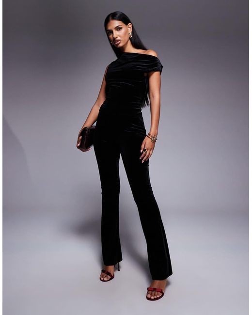 New Look Black Co-Ord Velvet Fallen Shoulder Top