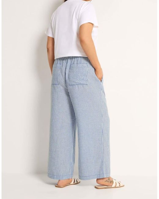 Yours Clothing Blue Stripe Linen Look Trousers
