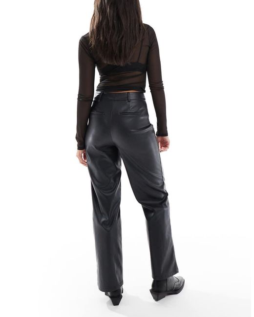 New Look Blue Faux Leather Wide Leg Trousers