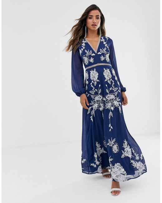 blue maxi dress with split