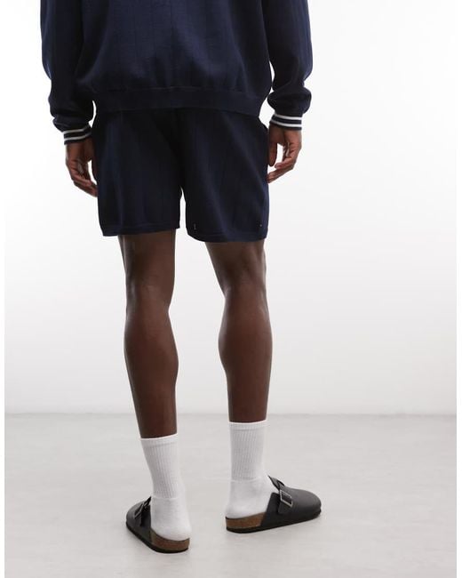 Alma de Ace Blue Pluto Knit Shorts Co-Ord for men