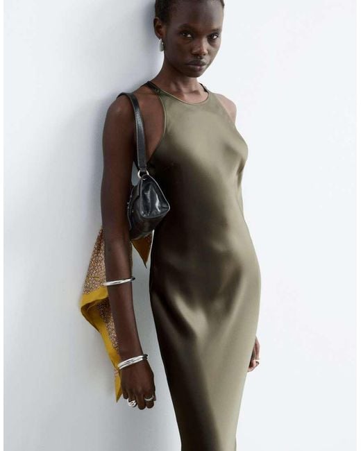 & Other Stories White Bias Cut Satin Midi Dress