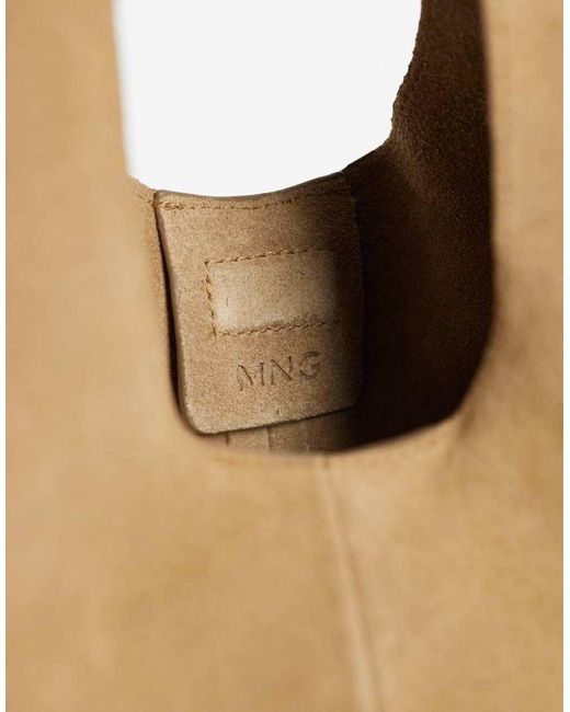 Mango Natural 100% Suede Sack Shoulder Bag