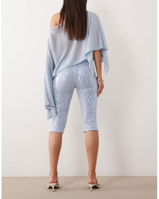ASOS Blue Sequin Capri Pants