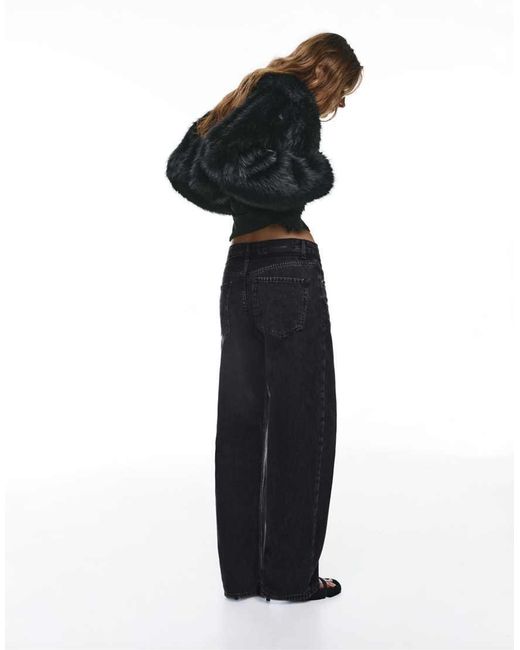 Pull&Bear Black baggy Jeans With Drawstring