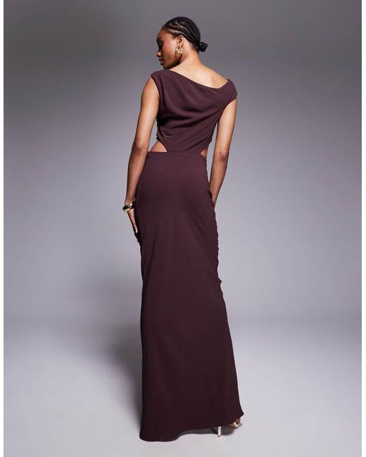 ASOS Purple Asos Design Tall Off Shoulder Fauxord Maxi Dress