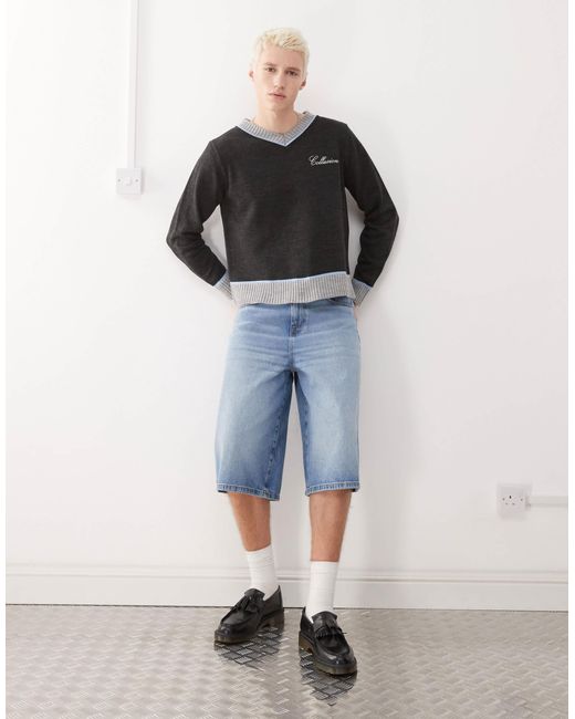 Collusion – kastig geschnittener strickpullover in Black für Herren