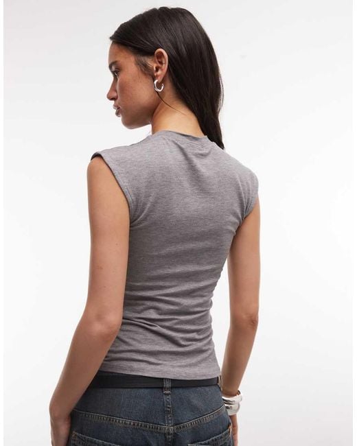 Weekday Gray Button Front Top