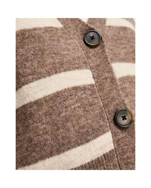 Vero Moda Brown Stripe Button Through Cardigan