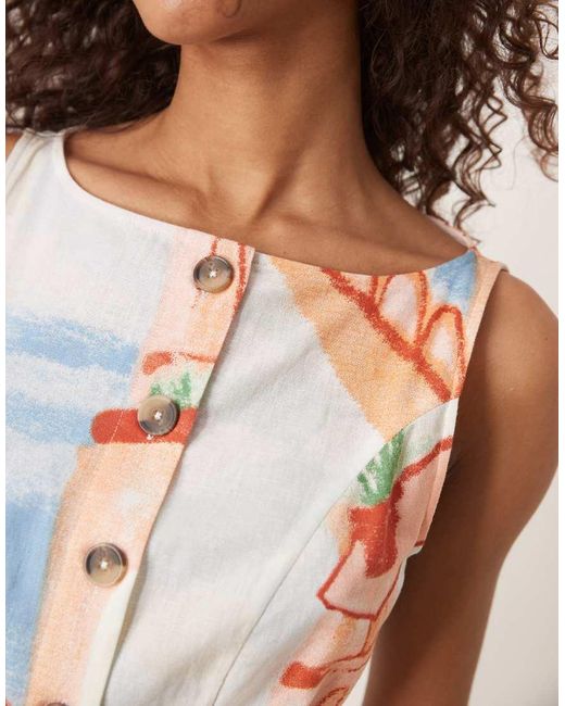 ASOS Natural Slash Neck Button Down Waistcoat Maxi Sundress