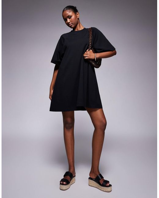 ASOS Black T Shirt Swing Mini Dress