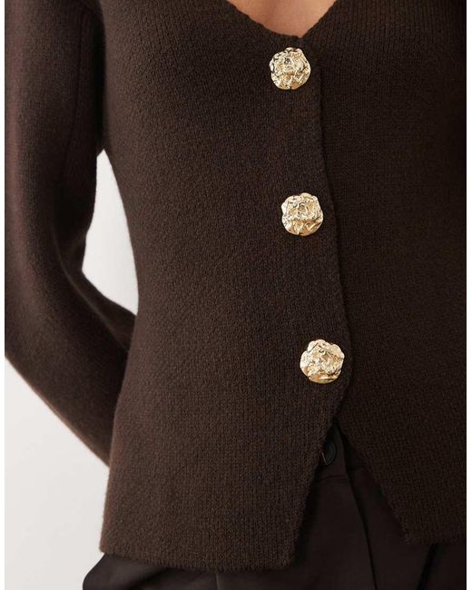 Mango Black Compact Knitted Jacket With Gold Buttons