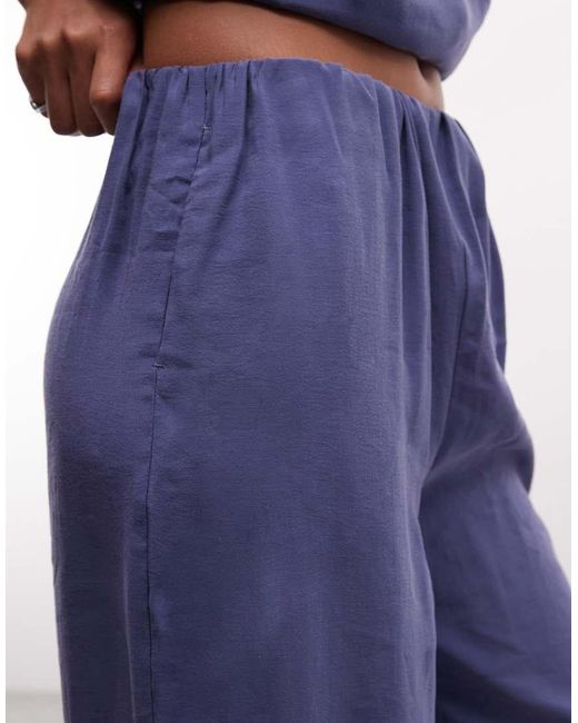 ASOS Blue Pull On Wide Leg Trousers With Split Co-Ord