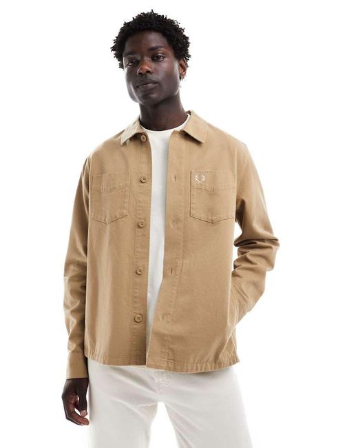 Fred Perry White Twill Overshirt for men