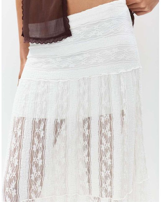 Pull&Bear Midi Rok Met Panden in het White