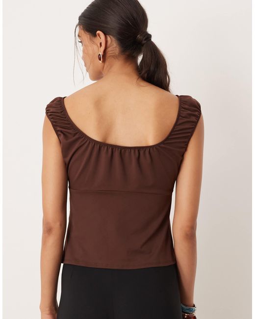 ASOS Black Milkmaid Short Sleeve Button Through Top