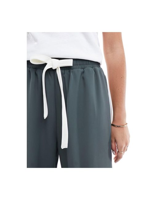 Pantalones s sin cierres con panel en contraste ASOS de color White