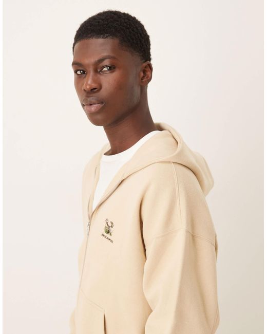 Sweat à capuche zippé avec logo sur la poitrine - beige Abercrombie & Fitch pour homme en coloris Natural
