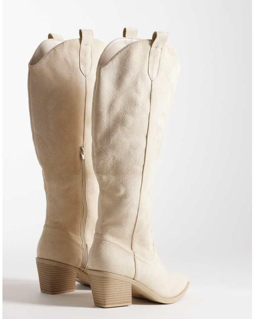 SEQWL Wide Fit Natural Western Knee Boots