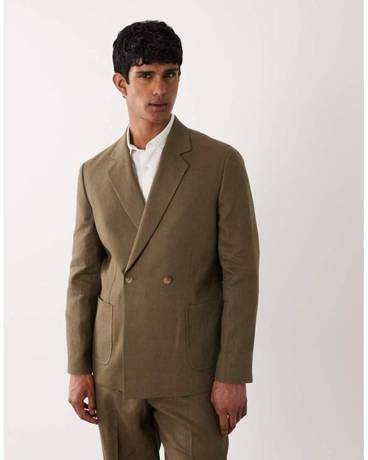 ASOS Green Premium 100% Linen Regular Suit Jacket for men
